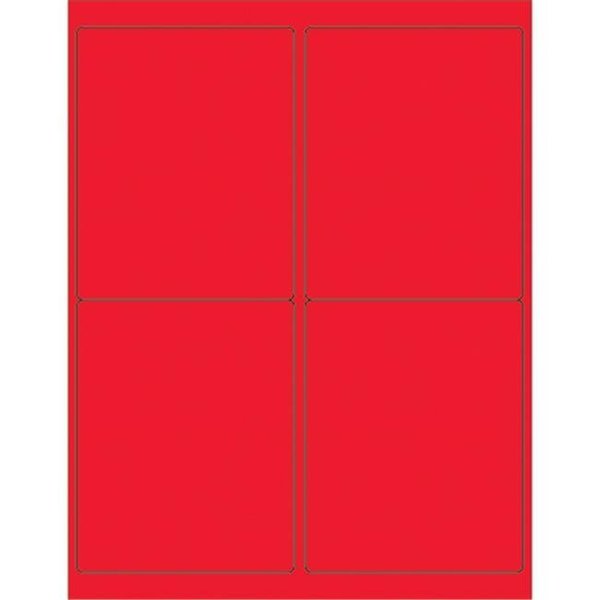 Box Partners Box Partners LL181RD 4 x 5 in. Fluorescent Red Rectangle Laser Labels - Pack of 400 LL181RD